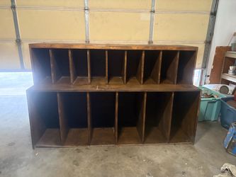 Vintage Large Wood Cubby Storage Shelving Unit