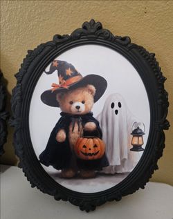 Ghost with teddy bear framed art