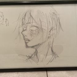 Anime Girl Sketch With Frame 