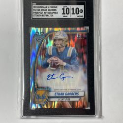 2024 Bowman U Chrome Ethan Garbers Prospect Stealth Refractor Auto SGC 10/10