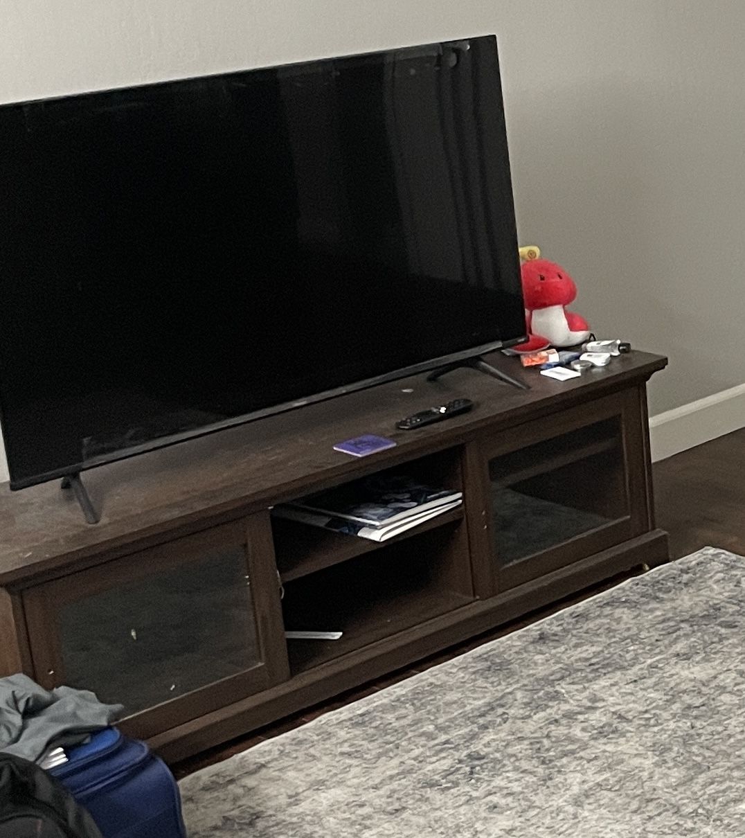 Wooden glass door TV Stand