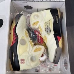 New Air Jordan 5 Off White Sail Rare Retro Authentic White High MJ