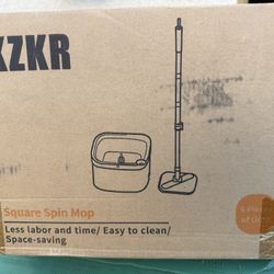 KZKR Square Spin Mop & Bucket Cleaning System (with 6 Mop Pads)