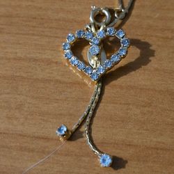 Vintage Park Lane Gold Heart Rhinestone Dangle Necklace