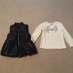Like New Calvin Klein 2 Pc Black Puffy Vest And Matching Shirt Set. Girls Size 6. Smoke Free Home. 