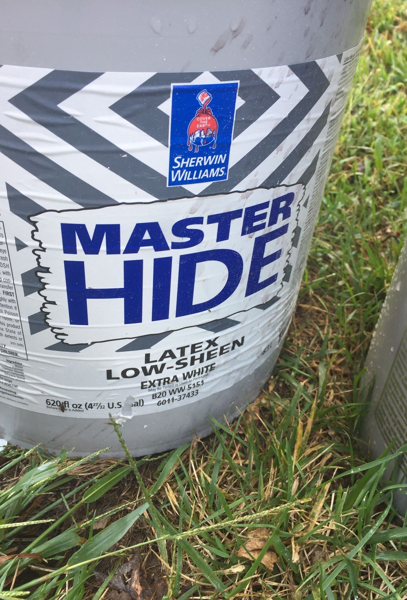 Sherwin Williams Master hide latex low-sheen paint light grey tinted -10 gallons