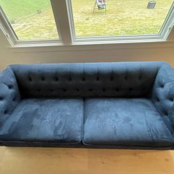 Beautiful Tufted Blue Couch
