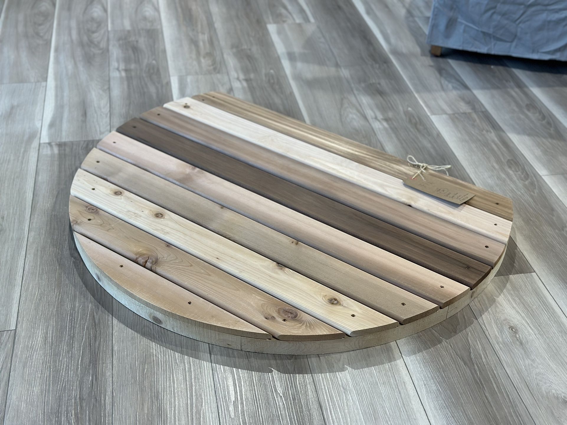 Outdoor Shower Floor Section. Red cedar wood. Could use as an entry to hot tub or shower floor outside. 3'' H X 41'' W X 32'' D MSRP $667. Our price $