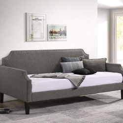 MODERN DESIGN GRAY WOVEN FABRIC TWIN SIZE DAY BED - SILLON CAMA - COUCH DAYBED