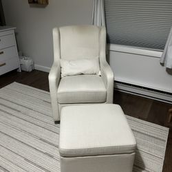 Rocking Swivel Chair With Storage Ottoman 