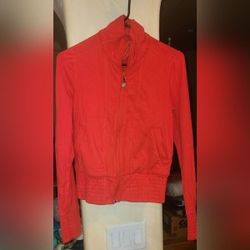 Lululemon Lipstick Zip Up Blissed Out Crop Red Jacket Coat 6 Medium