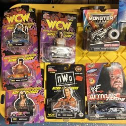 Vintage die cast cars WCW and WWF