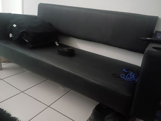 Black Leather Lounge Sofa