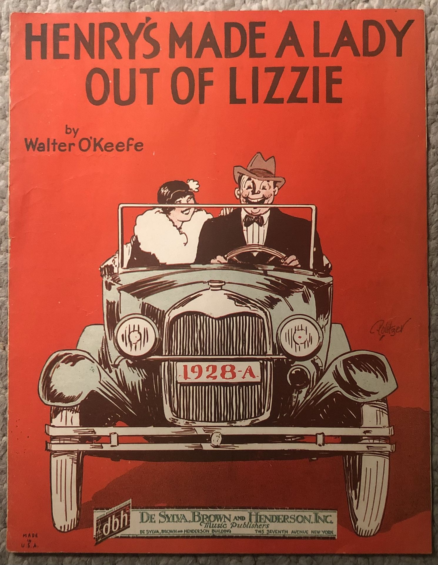 Rare Antique 1928 Henry’s Made A Lady Out Of Lizzie Sheet Music-Nice To Frame