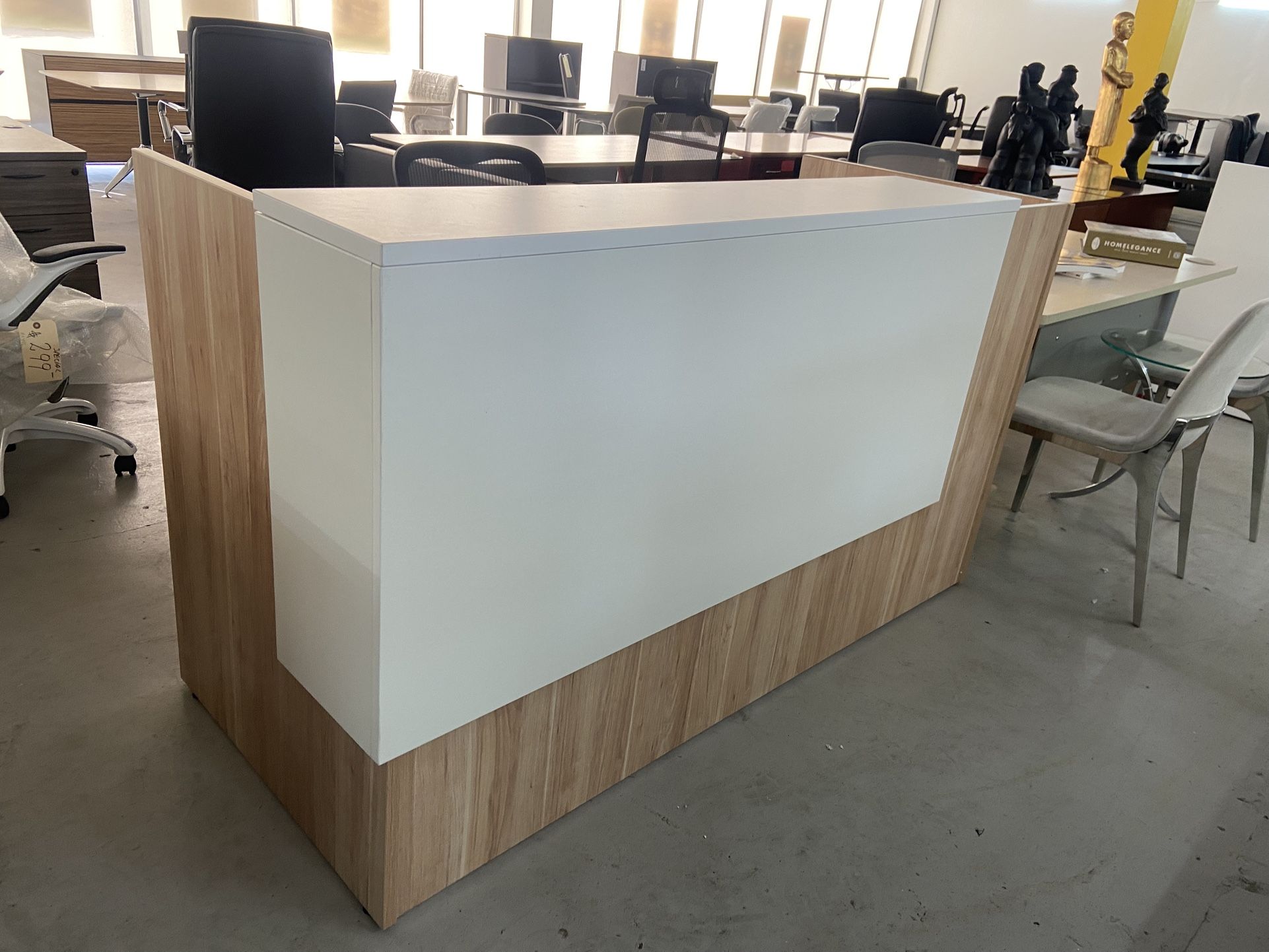 Modern Reception Desk Honeymaple / White 72”