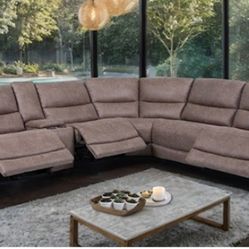 Brand New Brown Super Plush Power Reclining Sectional Sofa 