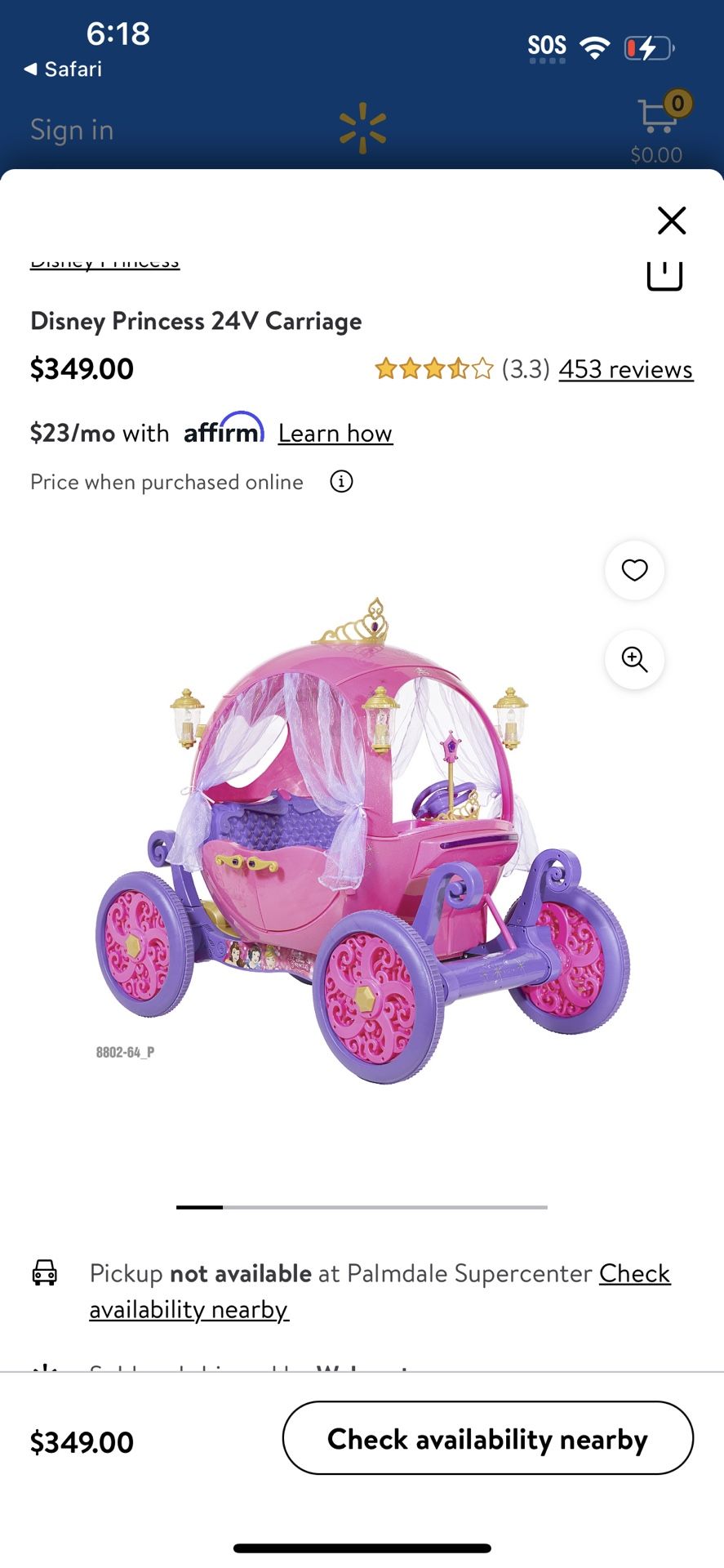 Power wheel Disney Princess Carriage
