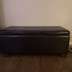 Dark brown leather ottoman