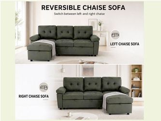88.5 Convertible L-Shaped Pull-Out Sectional Sofa Bed with Storage Chaise,and Soft and Soft Padded Armrests