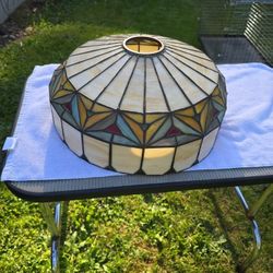 Antique Stained Glass Lamp Shade, Damaged