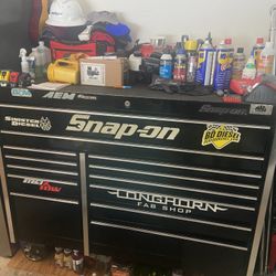 Snap on Toolbox loaded with assortment of snap on Craftsman, etc., to names
