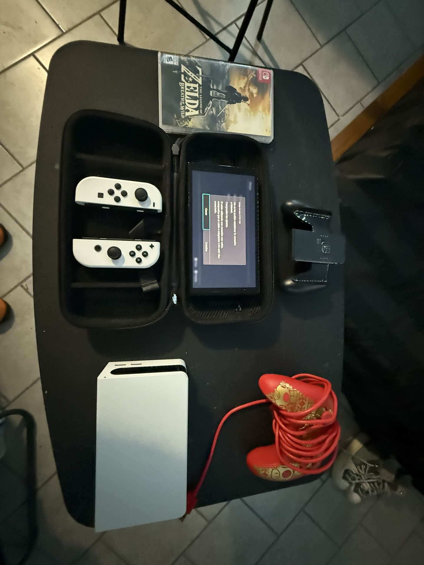 WHITE NINTENDO SWITCH OLED WITH ZELDA GAME