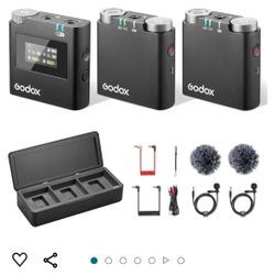 GODOX Virso M2 Wireless Lavalier Microphone System, Built-in Battery Charging Case, 200m(656ft.) Range, Internal Recording, Noise Cancelling Wireless 