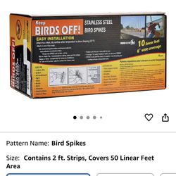 Bird-X Stainless Steel Bird Spikes, 6-inch Regular Wide Spikes, Bird Spikes for Pigeons and Other Small Birds, Easy to Install, Contains 2 ft. Strips,