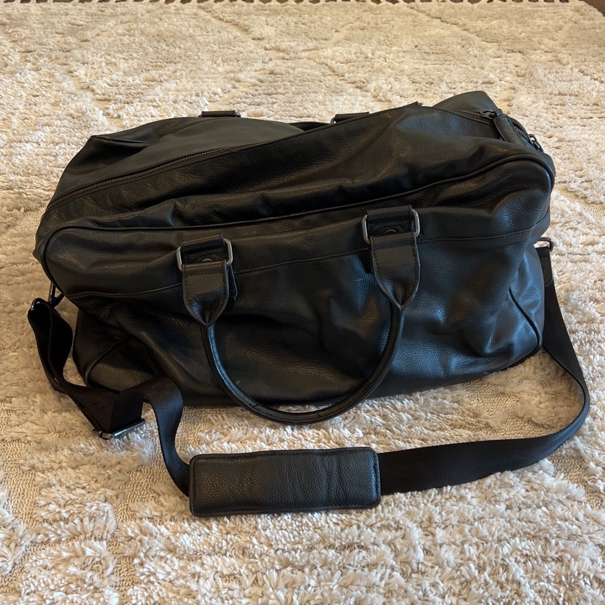 Black Leather Duffel Bag 