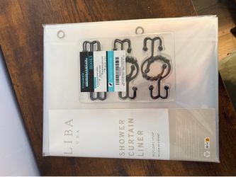 Shower curtain liner and hooks