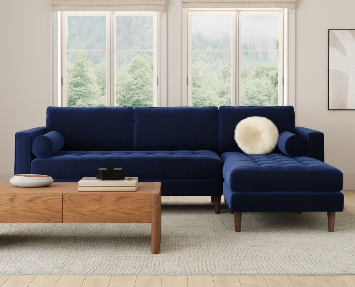 Article Sven Plush Cascadia Blue Right Sectional Sofa (Never Used in box) ❤️