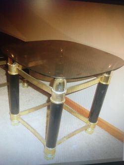 Glasstop Dining Rare Italy Elephant Tusk Gold And Black Table Cones With Glasstop