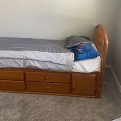 STRUDY TWIN SIZE BED WITH DRAWERS AND 4”ft. TALL DRESSER  FOR SALE