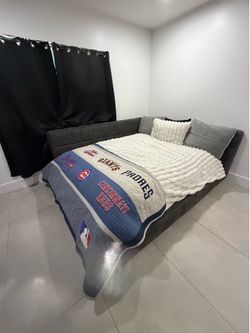 Pottery Barn Charcoal Grey Upholstered Corner Daybed
