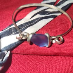Women's Silvertone Faux Blue Stone Bracelet