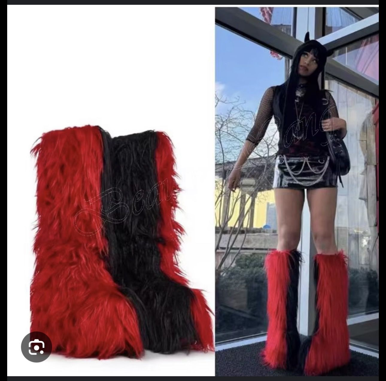 CLUB EXX LIQUID RHYTHM FAUX FUR BOOTS - RED