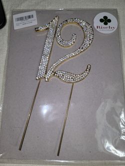 Beautiful Dazzling Rhinestone Number "12" Cake Topper