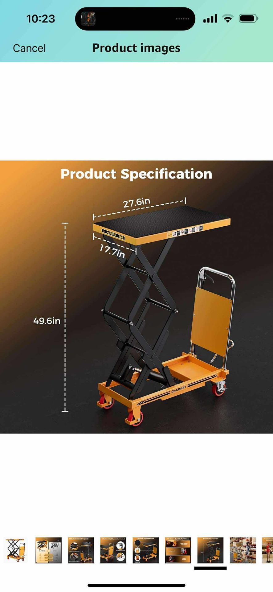 Pick Up: Lift Table Cart, 330lbs Capacity 49.6" Lifting Height, Double Scissor Lift Table with Non-Slip Pad & Safety Guard for Material Handling & Tra