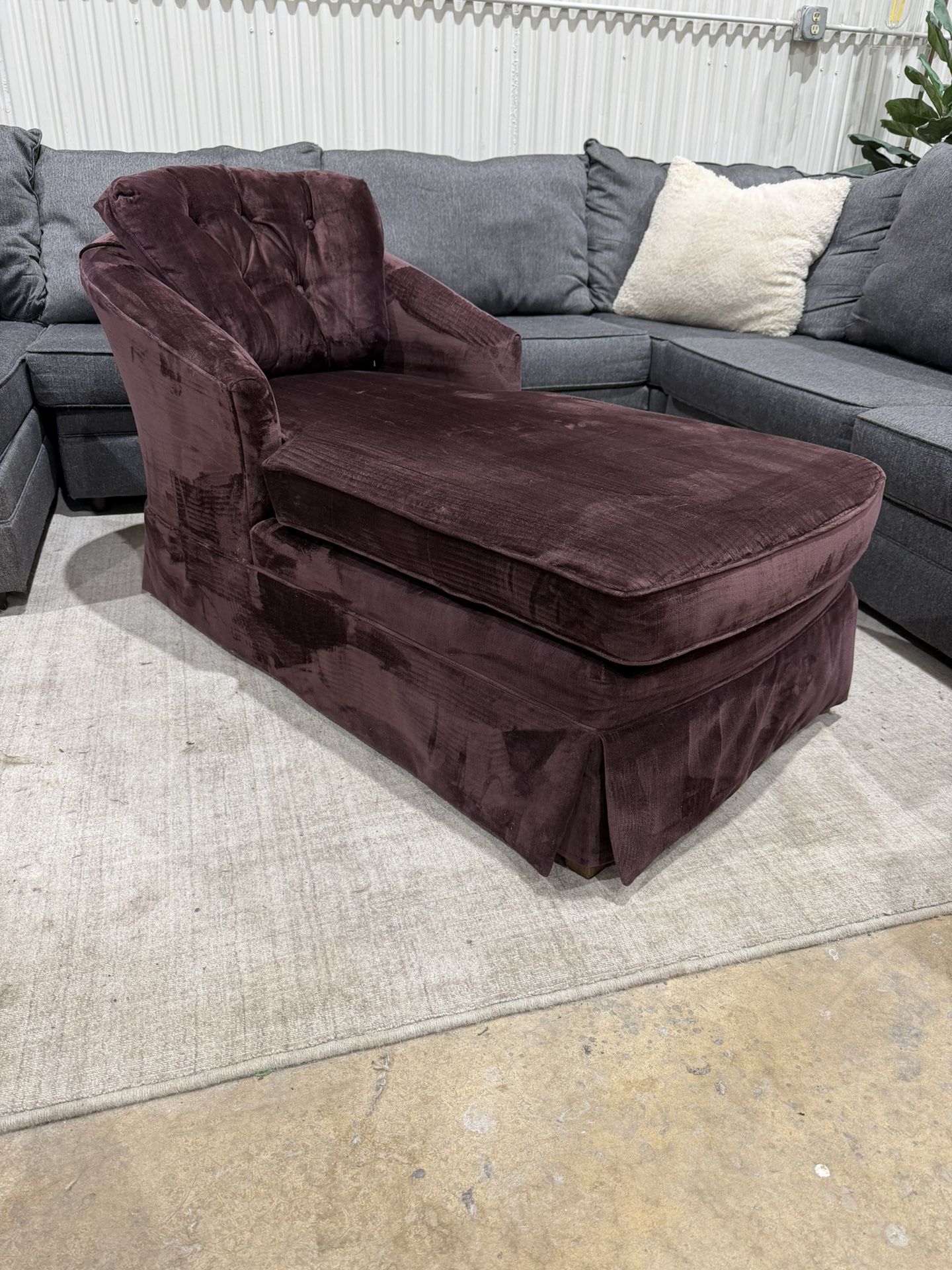 Chaise Lounge Chair - Plum Fabric - USA Made - Just Cleaned - Comfy - Delivery Available 