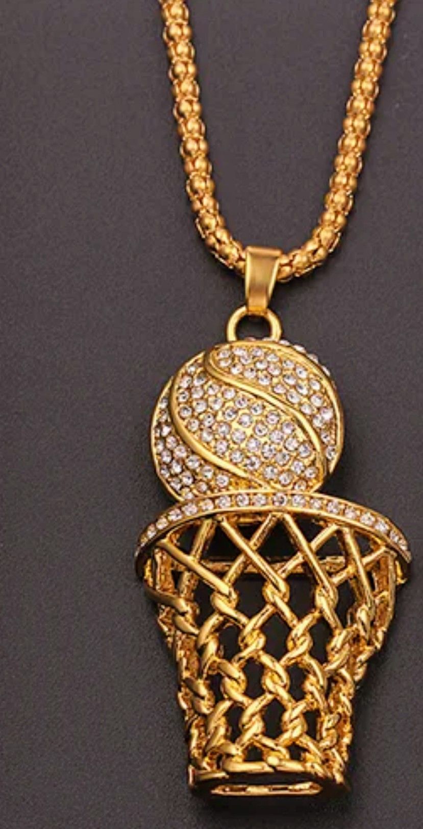 Solid 14k Gold Ball In The Basket charm And chain
