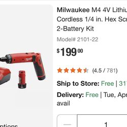 M4 4V Lithium-Ion Cordless 1/4 in. Hex Screwdriver