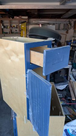 Brand New kitchen cabinet, Blue. $30