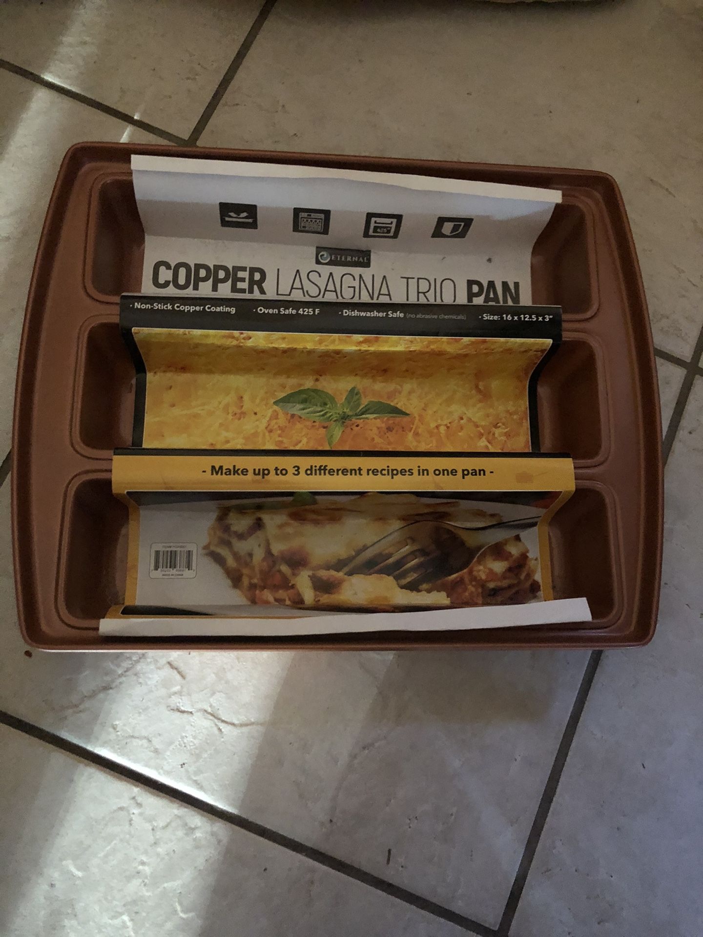 Copper lasagna trio pan