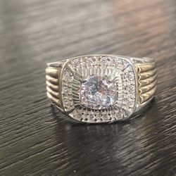 Man ring silver 925 and gold 10k size 10 men rings Silver 925 Sterling with 10k-Gold-Laminated Parts Very fine man Ring: This high-quality silv