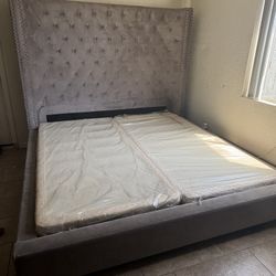 KING BED FRAME with BED SPRING $450 OBO
