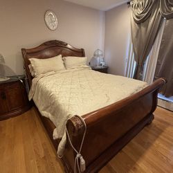 Bedroom Set With Two Nightstands And Dresser And Mirror . No Mattress Included . Queen size 