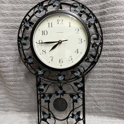 Vintage Wall Clock Decorative Wire Casing Cut Out Sheet Metal Leaves