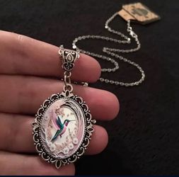 🔥😍 SILVER PLATED Hummingbirds Pendant Necklace