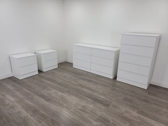 Dresser,  Chest And 2 Nightstands - Cómoda,  Gavetero Y 2 Mesitas de noche