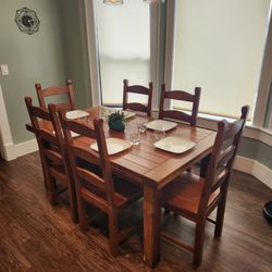 7 Piece Rustic Wood Dining Set